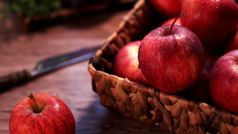 Red apples in basket