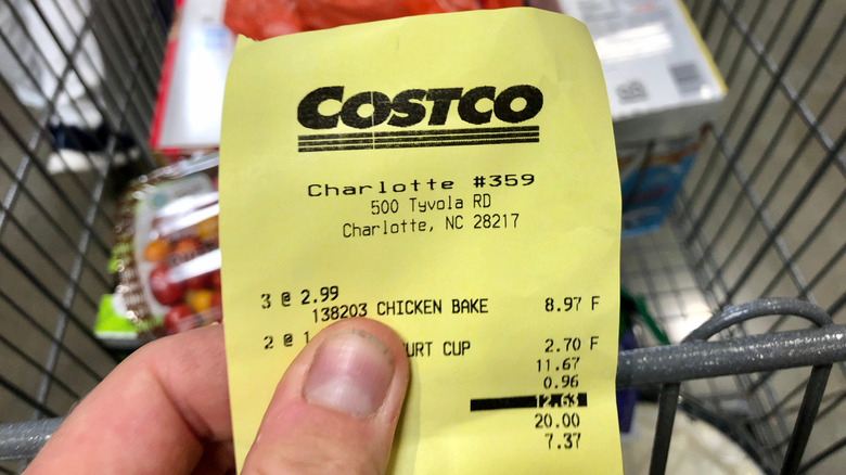 Costco food court receipt