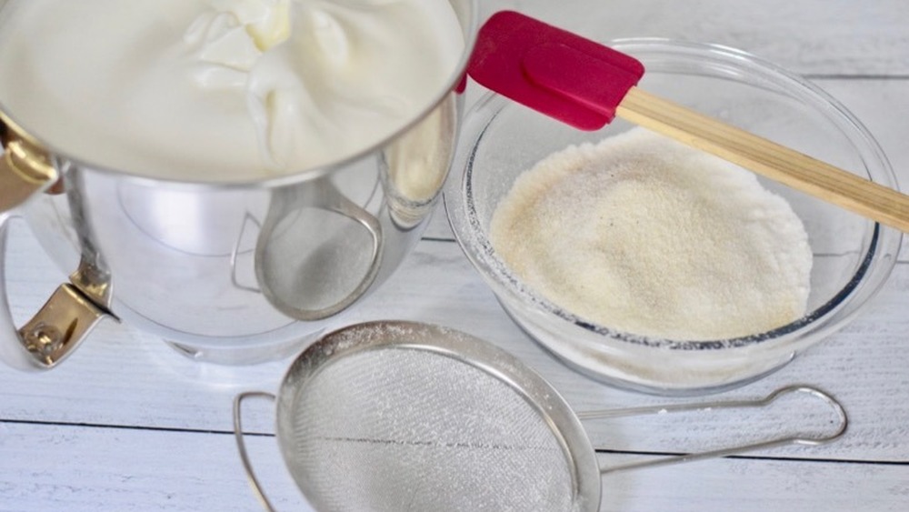 meringue and sifted flour for angel food cake