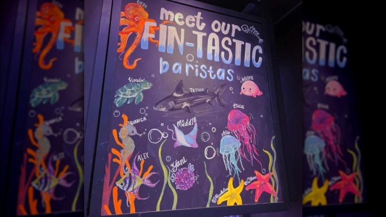 Starbucks ocean themed name board