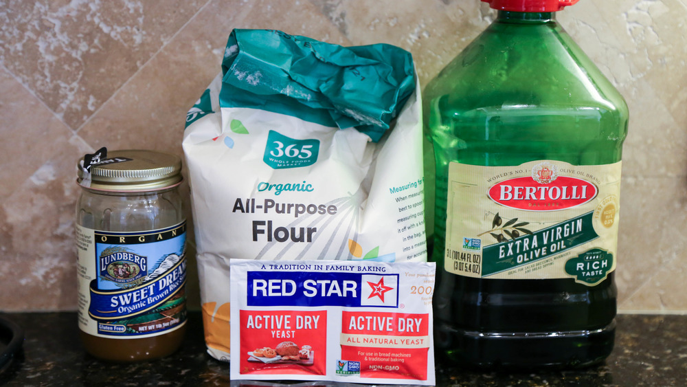 bagel recipe ingredients on a counter