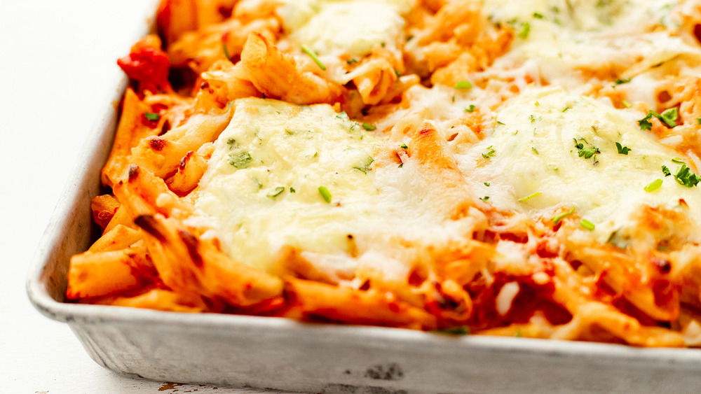 Baked ziti in pan