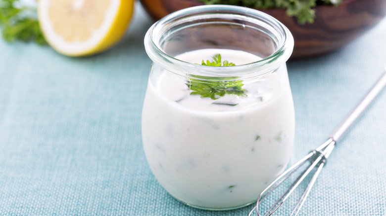 Ranch dressing in a jar