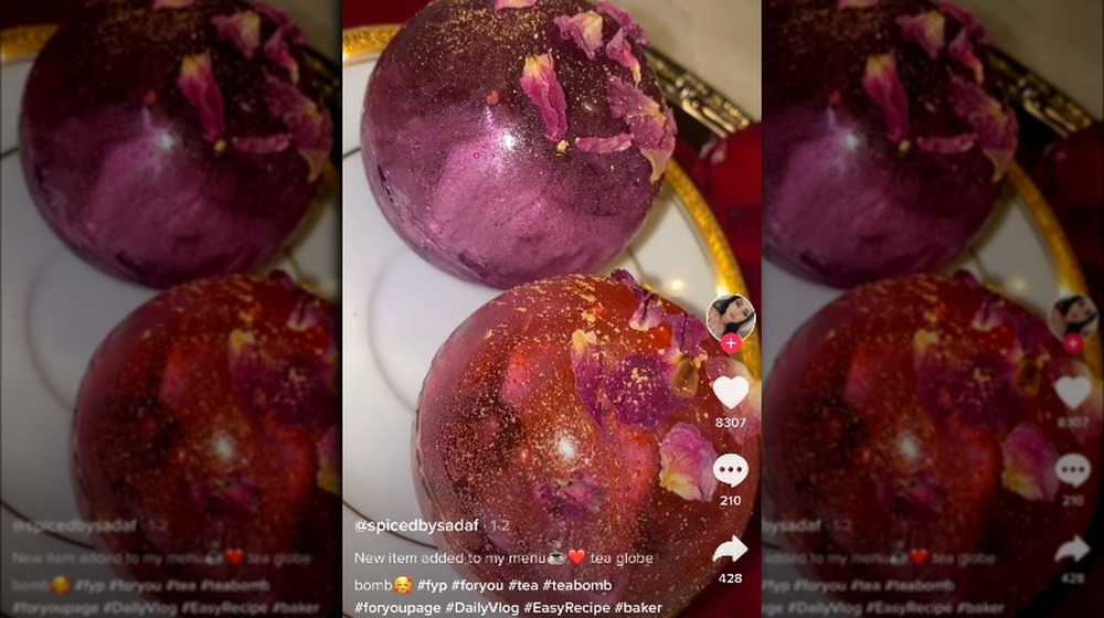 purple tea bombs on a plate