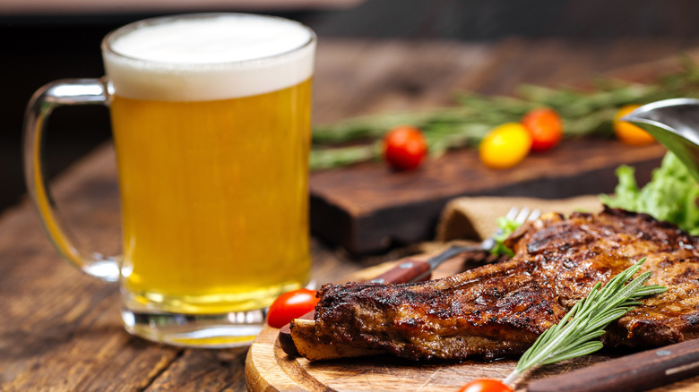 wheat beer with a steak 