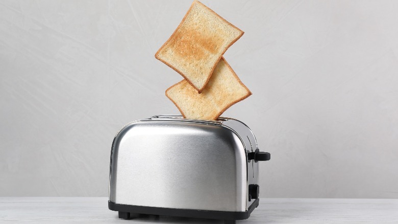 toaster with bread flying out