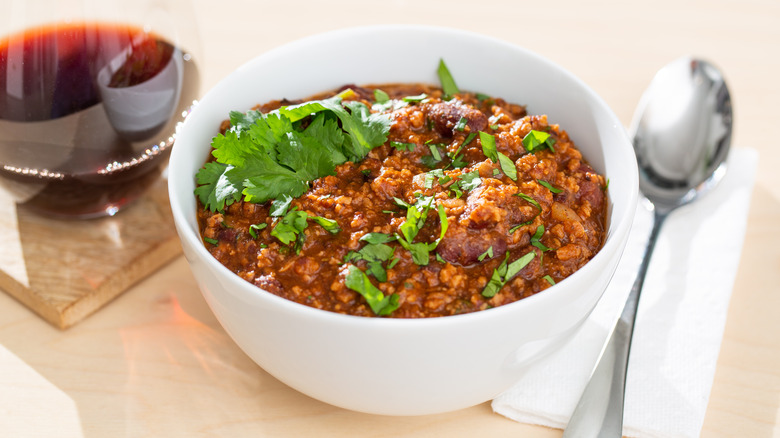 TVP chili with red wine