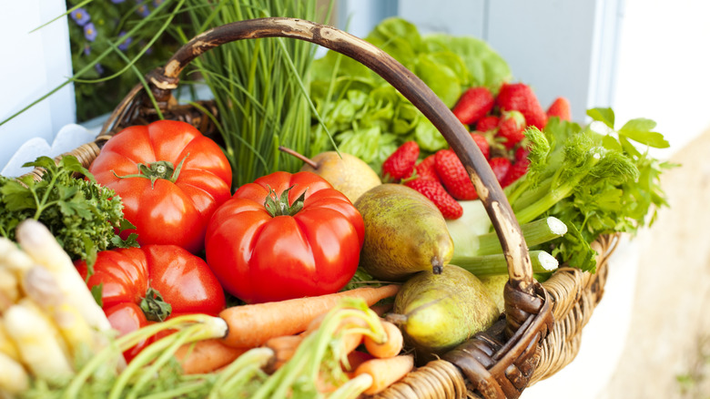 basket of fruits and veggies