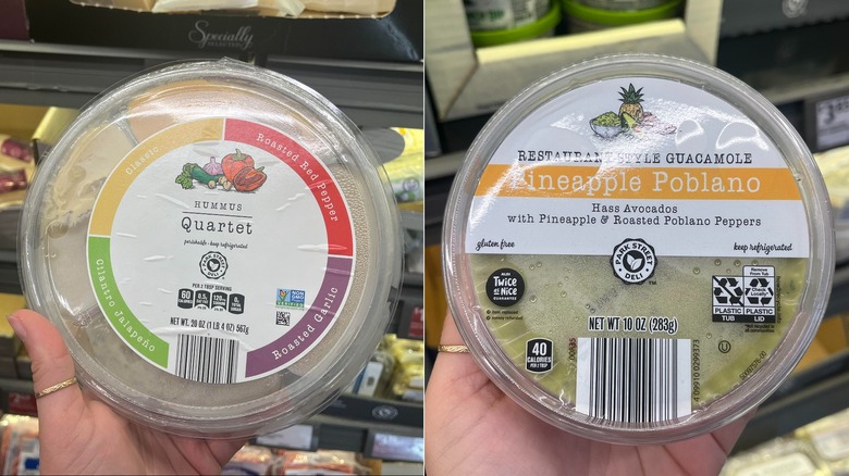 Hummus quartet and flavored guacamole