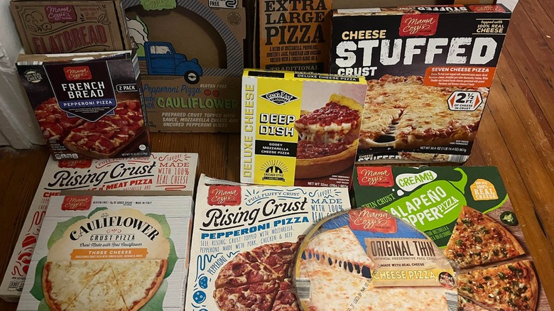 An assortment of Aldi pizzas