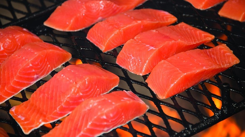 Salmon sear on a barbeque