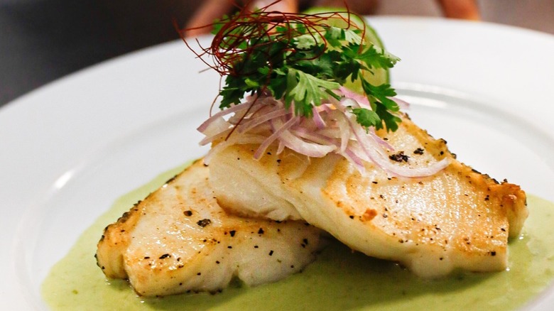 garnished chilean sea bass