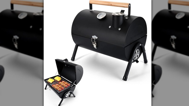 black portable charcoal grill