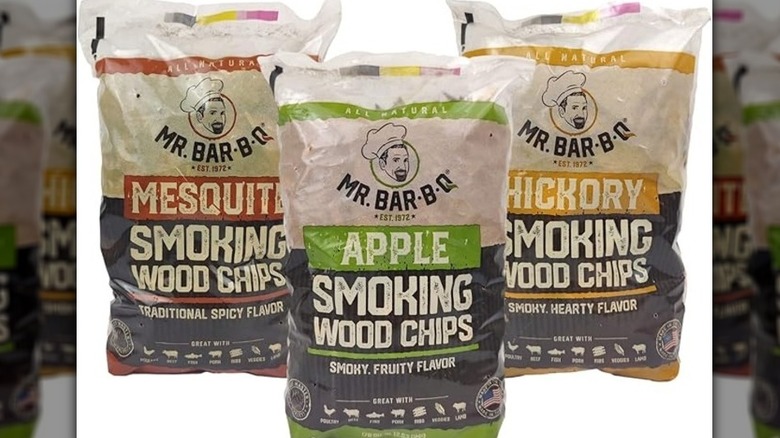 three varieties of smoker wood chips