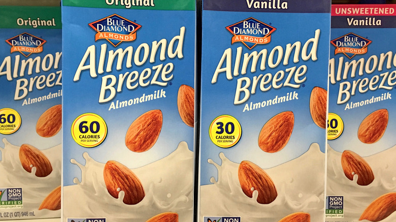 Boxes of original and unsweetened Almond Breeze almond milk