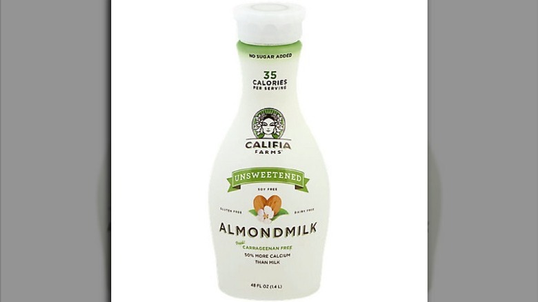 A bottle Califia Farms unsweetened almond milk