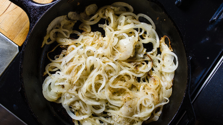 cooked onions in skillet