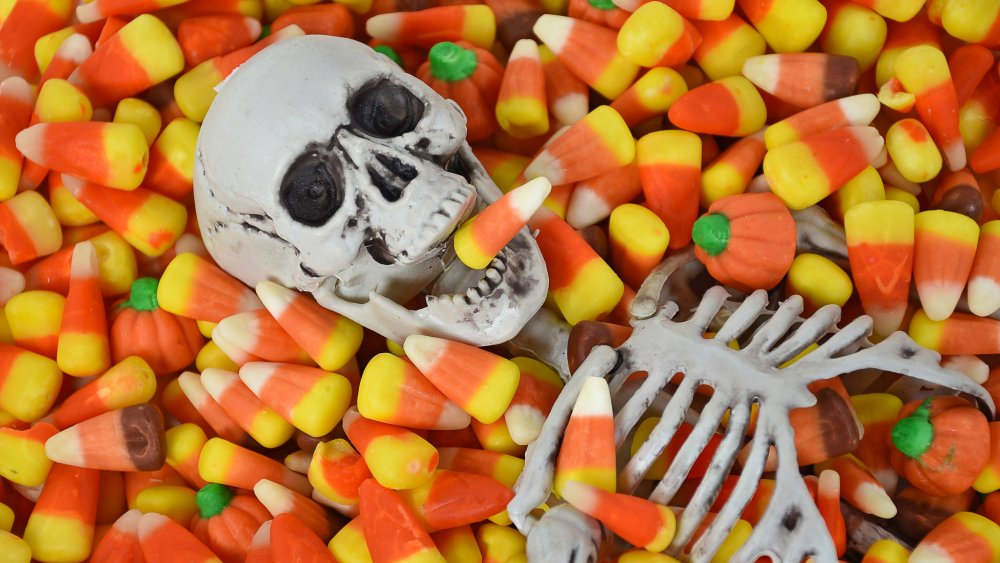 Skeleton in candy corn