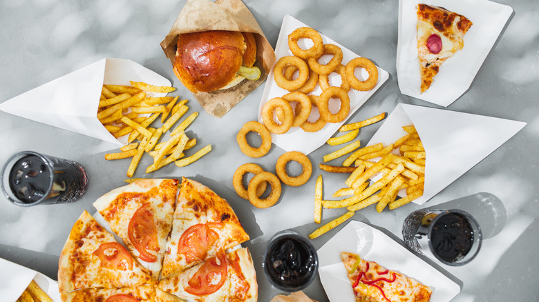 Fast food items on table