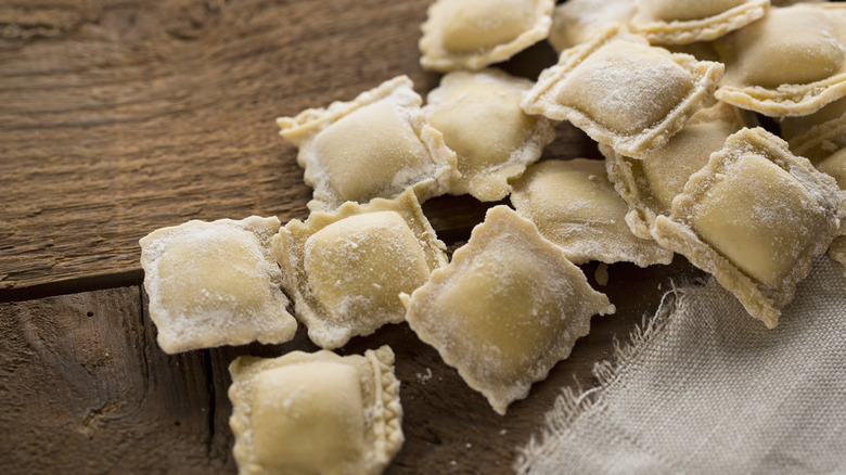 Uncooked ravioli