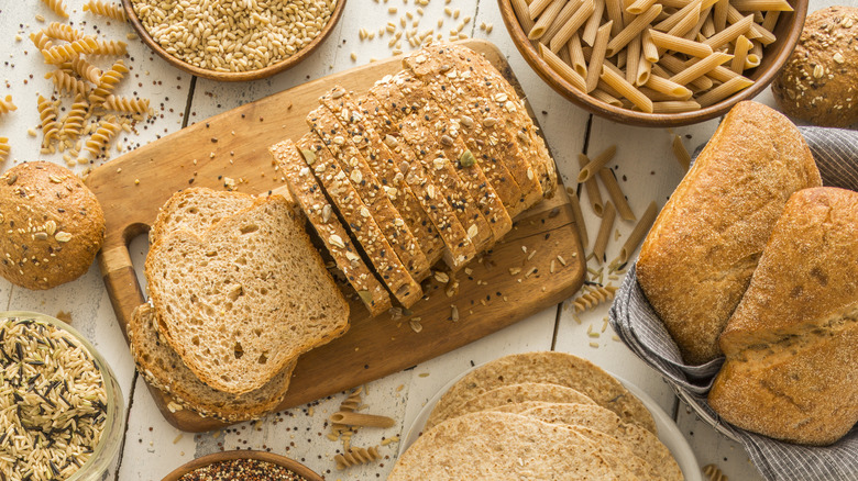 Whole wheat bread, pasta, and tortillas