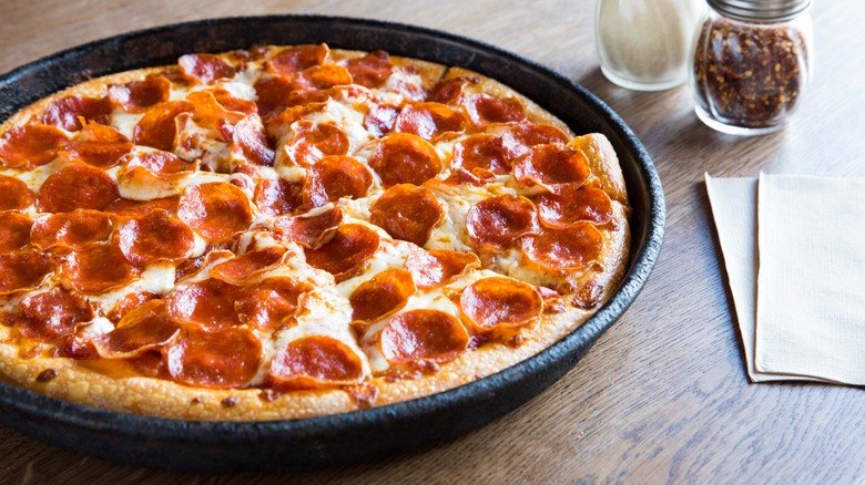 Pepperoni pizza on a table