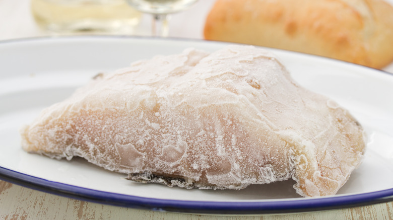 frozen cod on plate