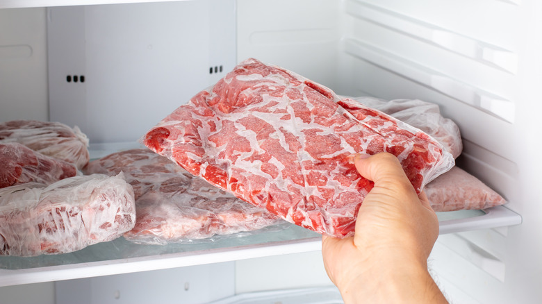 taking frozen ground meat out of freezer