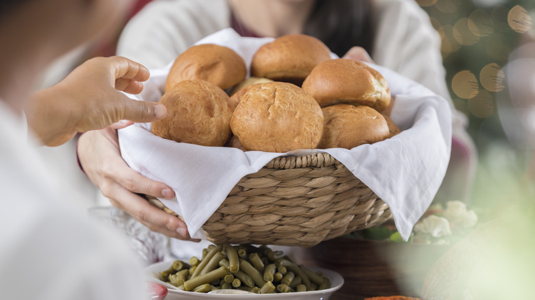 Bread basket at restaurant