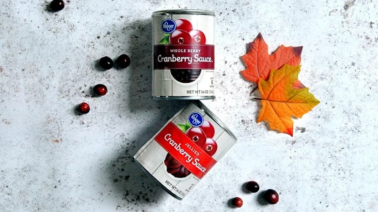 cans of store-brand cranberry sauce