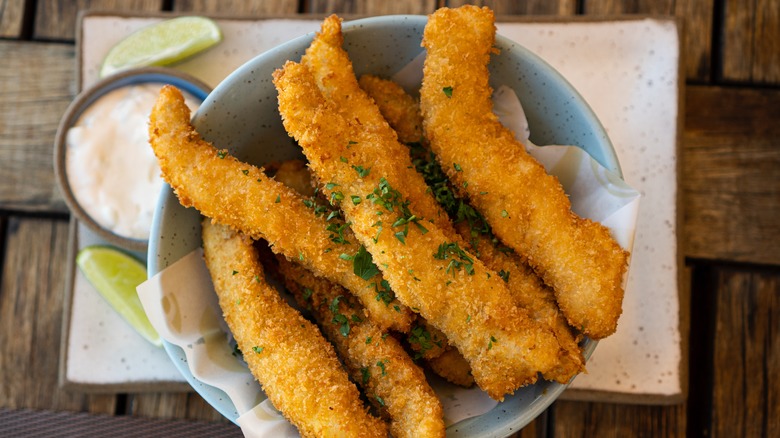 Pieces of tilapia in bowl