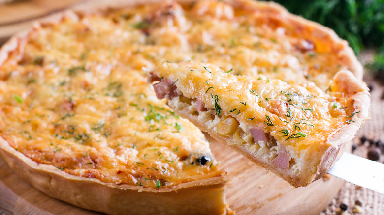 Quiche with corned beef and cheese