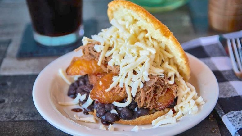 beef black bean cheese arepa