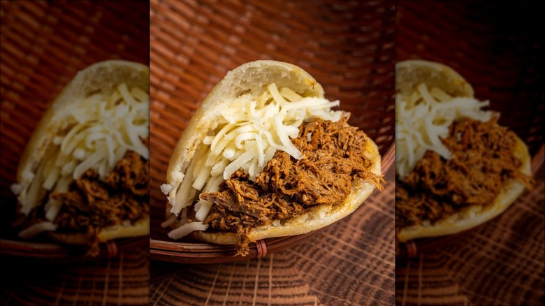 beef and cheese arepa