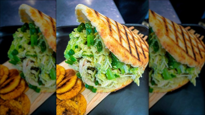 chicken salad arepa