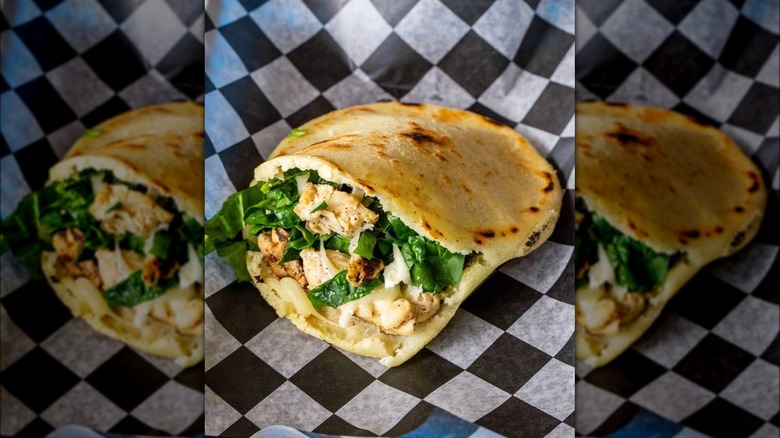 chicken stuffed arepa