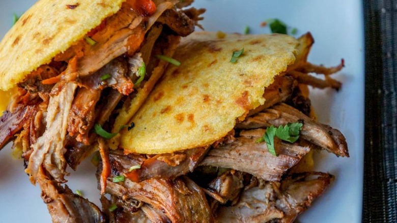 chunky meat arepa