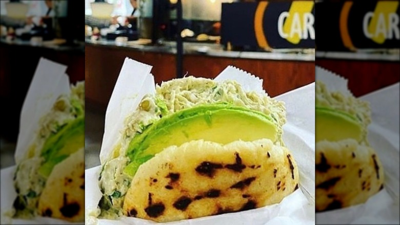 chicken salad arepa