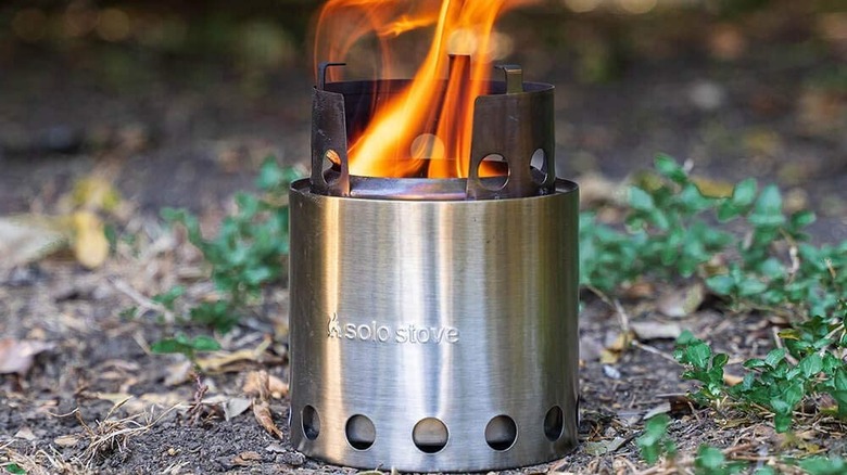 a small wood burning stove