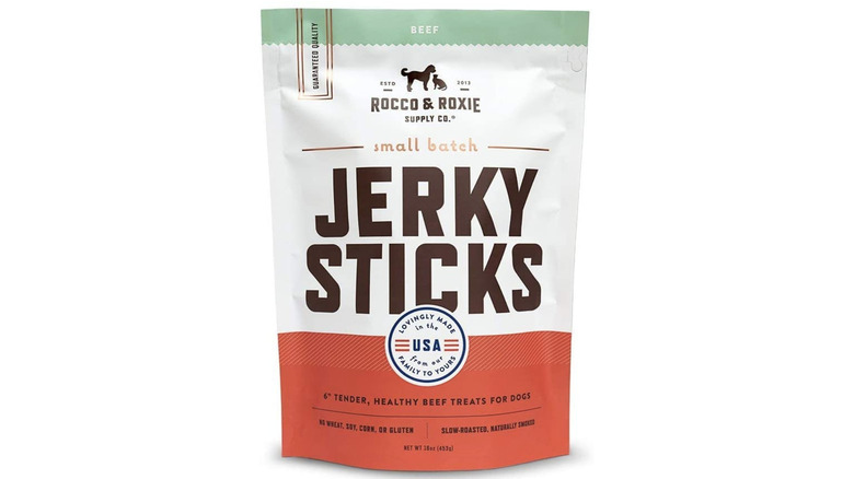 white bag of beef jerky sticks