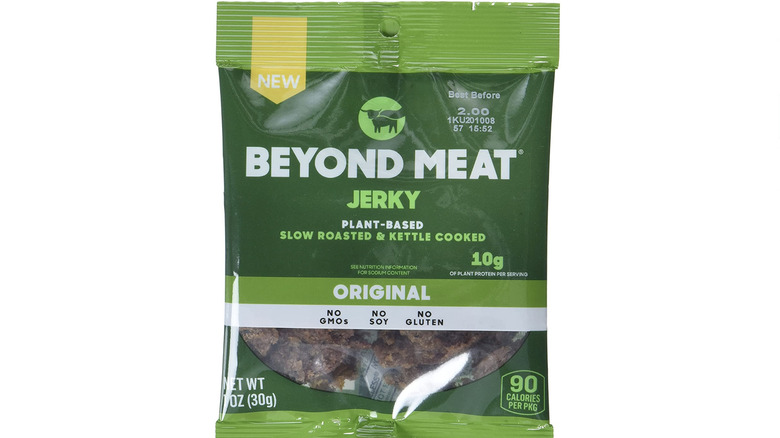 green bag of vegetarian jerky