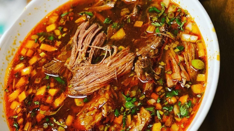 Bowl of birria stew