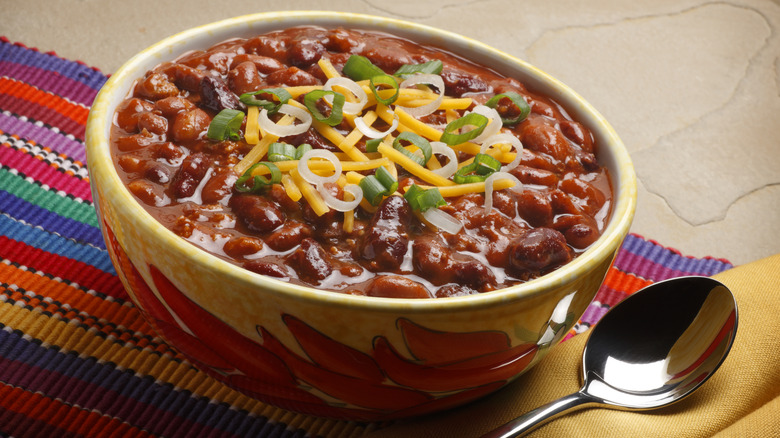 bowl of chili with beans