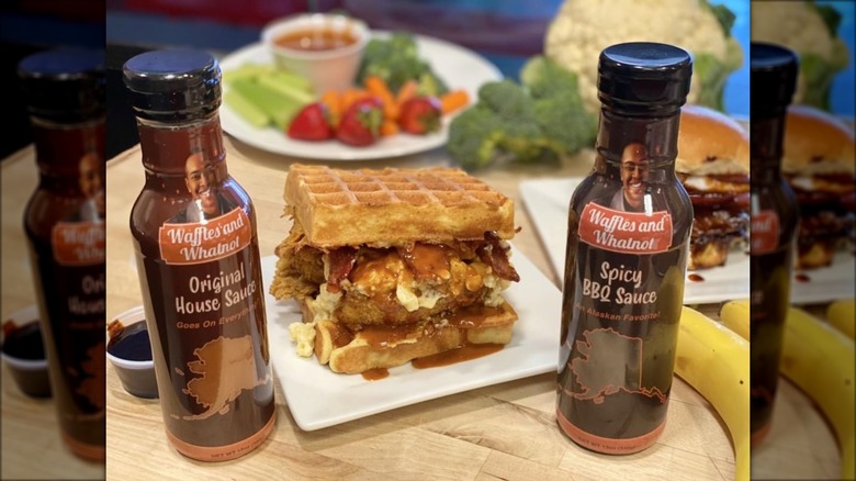 Confused cousin chicken waffle sandwich