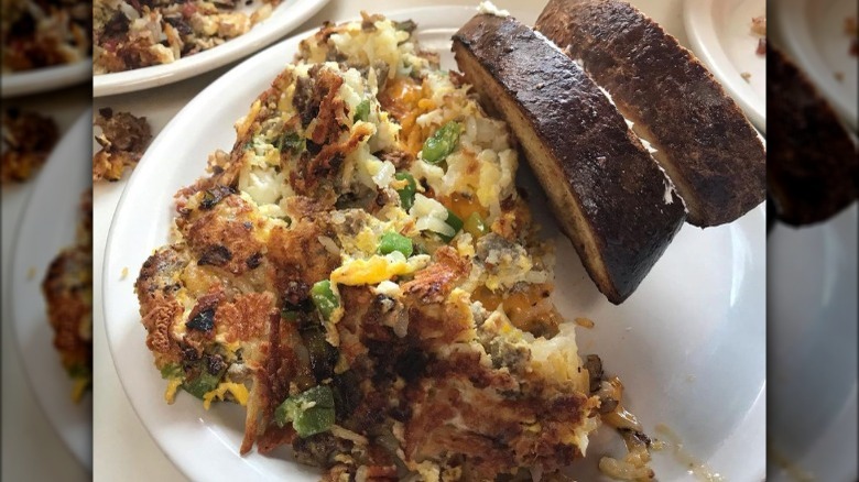 Garbage Plate breakfast with toast