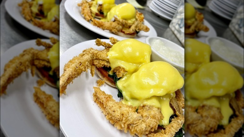 Soft shell crab eggs Benedict