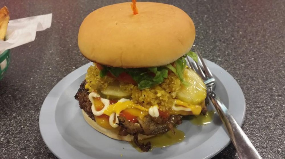 Colorado: Onion Fried Burger Deluxe at The Green Line Grill