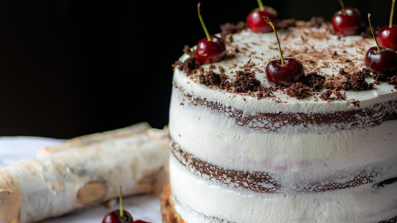 black forest cake with cherries