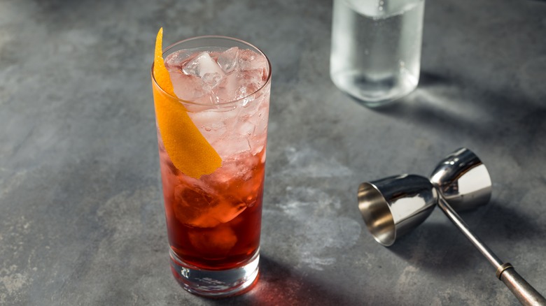 Campari and soda in glass