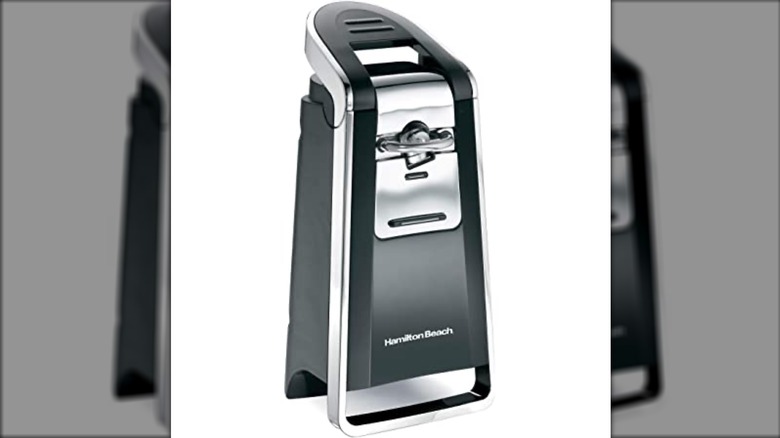 A Hamilton Beach automatic can opener on a white background